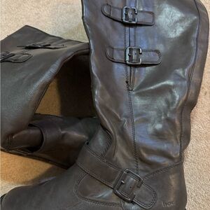 Gray Wide Calf Boots